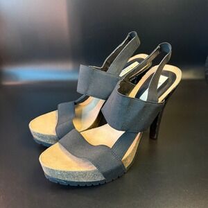 Simply Vera Vera Wang Platform Sandals Elastic Strap‎ Heels Black Size 8
